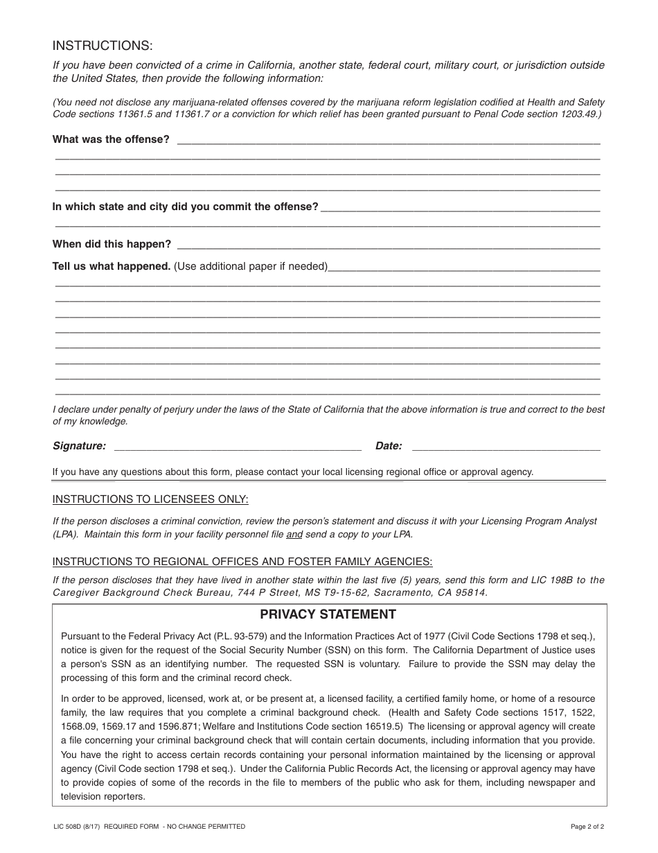 Form Lic508d Fill Out Sign Online And Download Fillable Pdf California Templateroller 6258