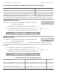 Document preview: Form LIC421IM Civil Penalty Assessment " Immediate 500 Dollars and Repeat Violations - California