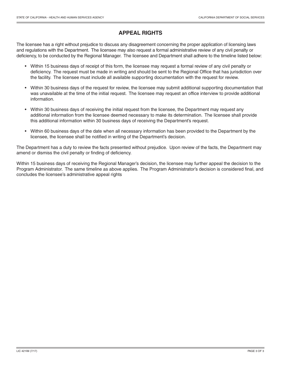 Form LIC421IM Civil Penalty Assessment  Immediate 500 Dollars and Repeat Violations - California, Page 3