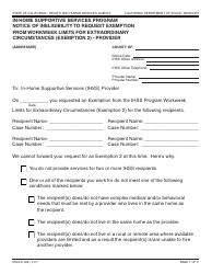 Document preview: Form IHSS-E005 In-home Supportive Services Program Notice of Ineligibility to Request Exemption From Workweek Limits for Extraordinary Circumstances (Exemption 2) - Provider - California