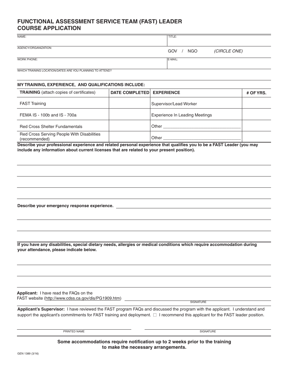 Form GEN1389 - Fill Out, Sign Online and Download Fillable PDF ...