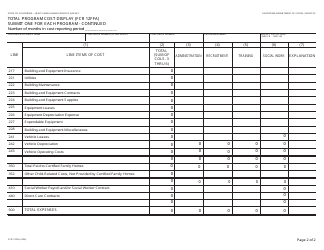 Form FCR12FFA Total Program Cost Display - California, Page 2