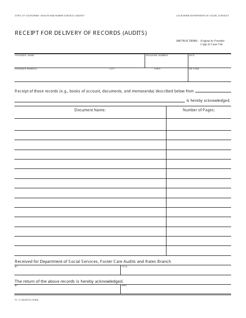 Form FC11 (AUDITS)  Printable Pdf