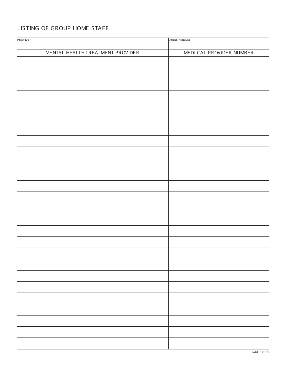 Form FC6-LGHS Listing of Group Home Staff - California, Page 3