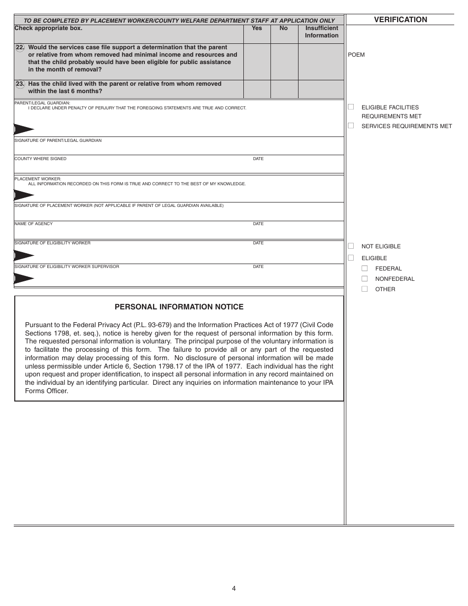 Form FC2 Statement of Facts Supporting Eligibility for AFDC-Foster Care (FC) - California, Page 4