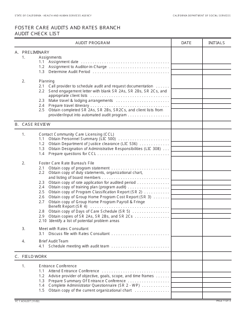 Form FC1 ACKLIST  Printable Pdf