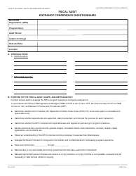 Form FA7 Fiscal Audit Entrance Conference Questionnaire - California