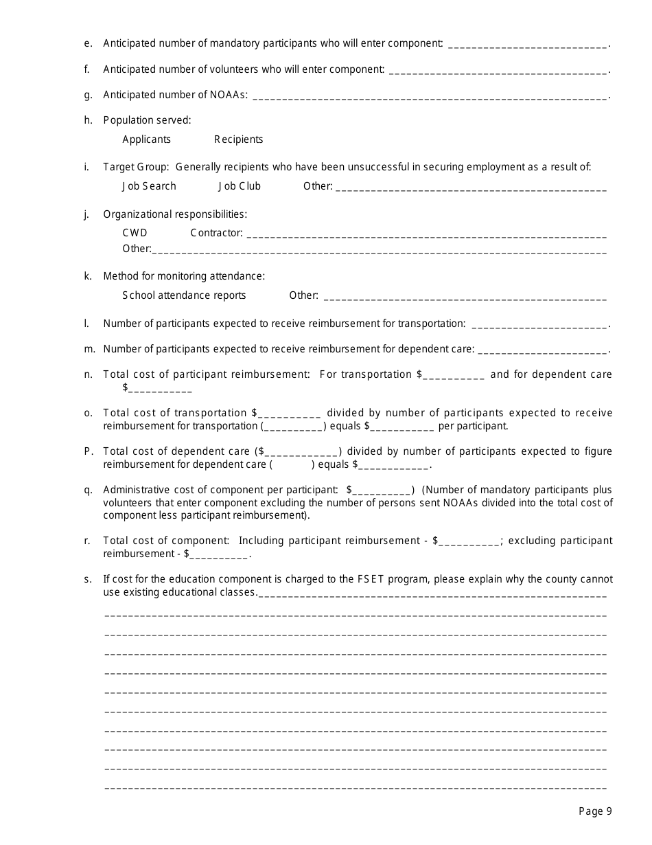 Form EP4 Summary of Fs / Employment and Training Program - California, Page 9
