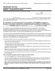 Form DPA479 Administrative Disqualification Hearing Waiver - Calworks/Calfresh - California