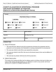 Document preview: Form DPA435 County Allegation of Intentional Program Violation/Statement of Position (Request for an Administrative Disqualification Hearing) - California