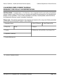 Form CW2222 Calworks Employment Bureau Request for Policy Interpretation - California