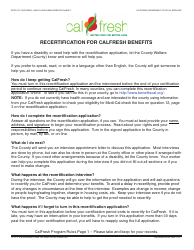 Document preview: Form CF37 Recertification for CalFresh Benefits - California