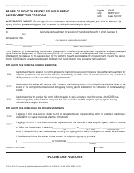 Form AD929A Waiver of Right to Revoke Relinquishment Agency Adoption Program - California