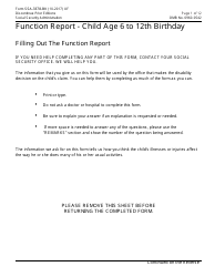Form SSA-3378-BK Function Report - Child Age 6 to 12th Birthday