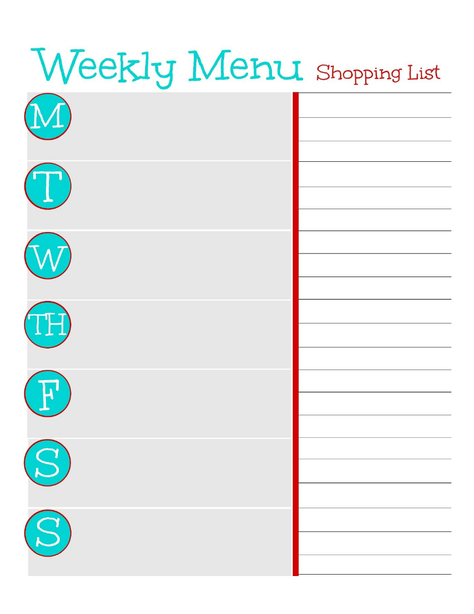 Weekly Menu - Shopping List Template image preview