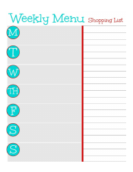 &quot;Weekly Menu - Shopping List Template&quot;