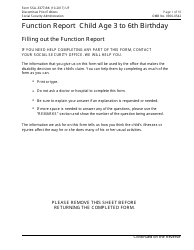 Form SSA-3377-BK Function Report - Child Age 3 to 6th Birthday