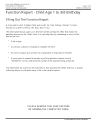 Form SSA-3376-BK Function Report - Child Age 1 to 3rd Birthday