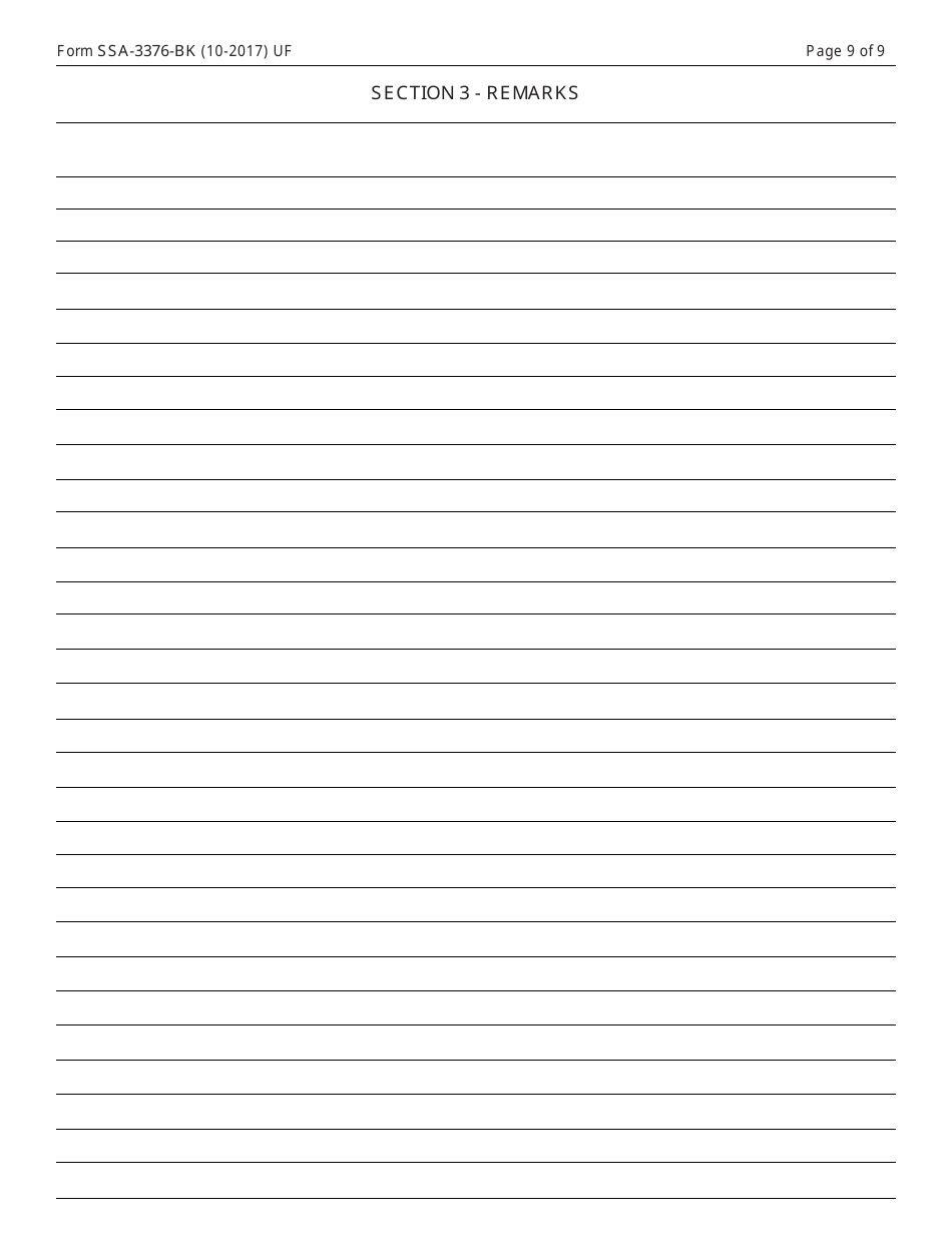 Form SSA-3376-BK Function Report - Child Age 1 to 3rd Birthday, Page 9