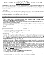 Form CCA-1095-A State of Arizona Substitute W-9 Form - Request for Taxpayer Identification and Certification - Arizona, Page 2