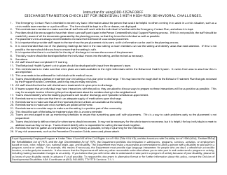 Form DDD-1257AFORPF Discharge/Transition Checklist for Individuals With High Risk Behavioral Challenges - Arizona, Page 2