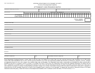 Document preview: Form DDD-1164AFORNA Attendant Care Progress Notes - Arizona