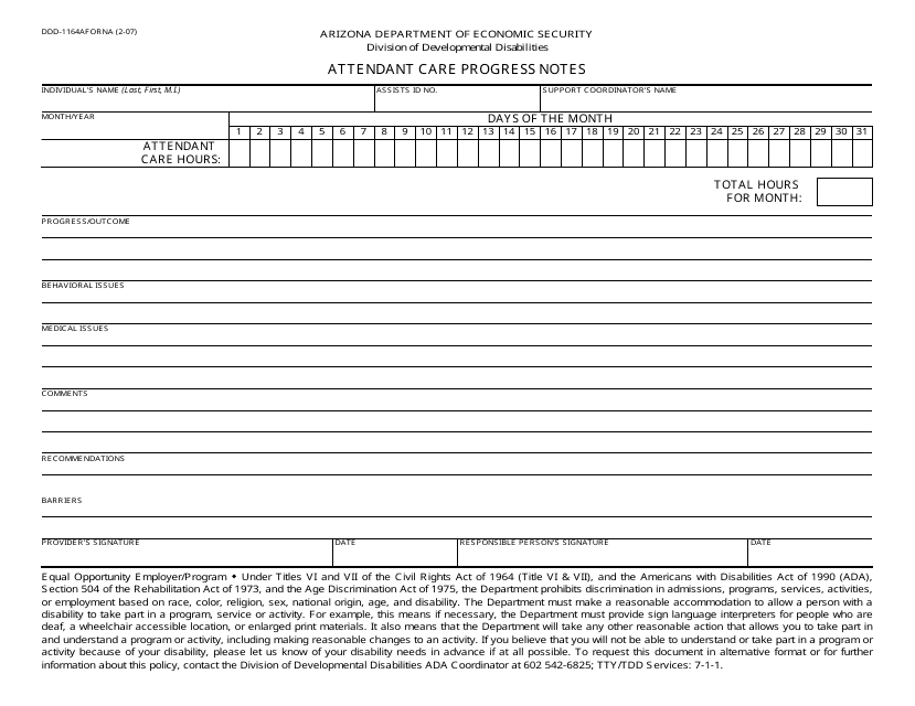 Form DDD-1164AFORNA  Printable Pdf