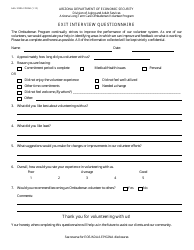Form AAA-1230A FORNA Exit Interview Questionnaire - Arizona