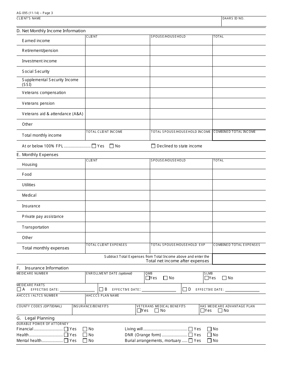 Form Ag 095 Fill Out Sign Online And Download Fillable Pdf Arizona Templateroller 1139