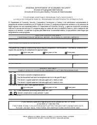 Formulario AAA-1222A LTHPDS La Hoja De Chequeo Para El Programa De Asistencia Telefonica (Tap) - Arizona (Spanish), Page 2