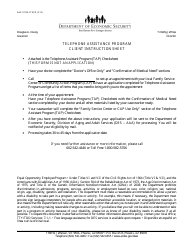 Form AAA-1222A LTHPD Telephone Assistance Program (Tap) Checksheet - Arizona