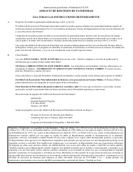 Form CS-258 Affidavit of Paternity Rescission - Arizona (English/Spanish), Page 2
