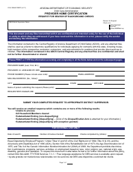 Form CCA-1229A FORFF &quot;Provider Home Certification Request for Search of Background Checks&quot; - Arizona
