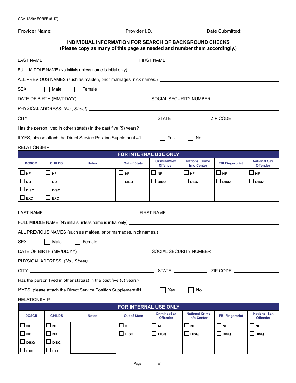 Form CCA-1229A FORFF Provider Home Certification Request for Search of Background Checks - Arizona, Page 3