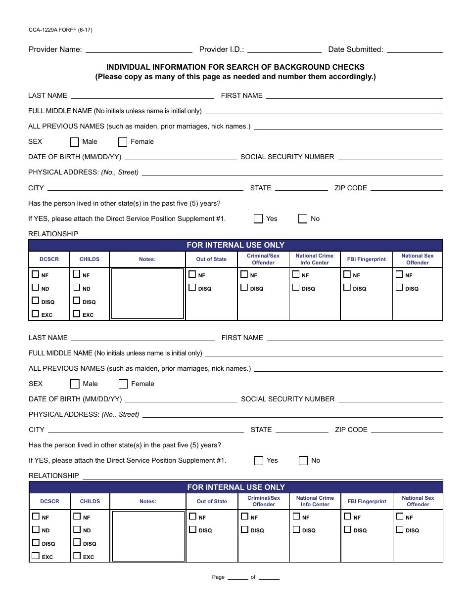Form CCA-1229A FORFF Provider Home Certification Request for Search of Background Checks - Arizona, Page 4