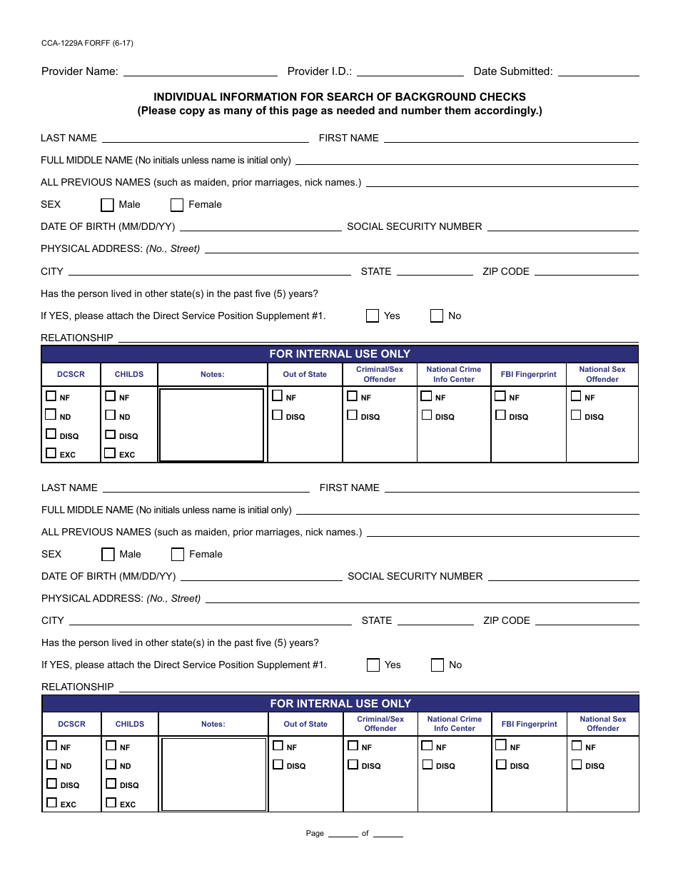 Form CCA-1229A FORFF Provider Home Certification Request for Search of Background Checks - Arizona, Page 5