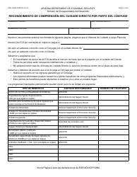 Document preview: Formulario DDD-1469A FORFFS Reconocimiento De Comprension Del Cuidado Directo Por Parte Del Conyuge - Arizona (Spanish)