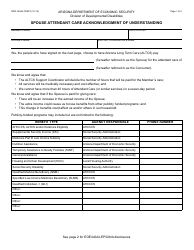 Form DDD-1469A FORFF Spouse Attendant Care Acknowledgment of Understanding - Arizona