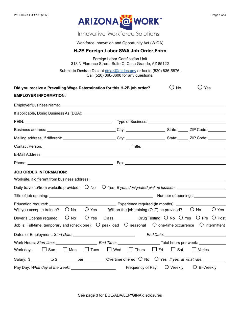 Form WIO-1057A FORPDF - Fill Out, Sign Online and Download Fillable PDF ...