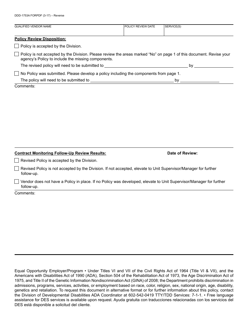 Form DDD-1753A FORPDF Policy and Procedure Focused Review: Responsible Driving Tool / Transporting Members - Arizona, Page 2