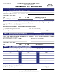 Form CCA-1114A FORFF Contractor Eligibility Verification - Arizona