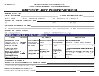 Form DDD-1401BFORFF Six-Month Report - Center-Based Employment Services - Arizona
