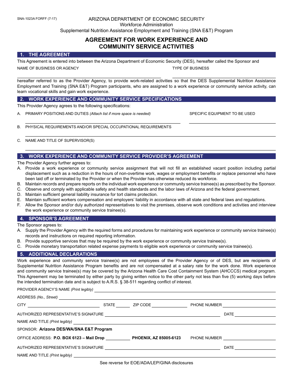 Form SNA1023A FORFF Fill Out, Sign Online and Download Fillable PDF