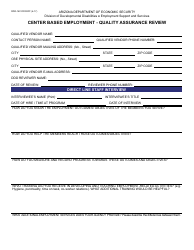 Form DDD-1401CFORFF Center Based Employment - Quality Assurance Review - Arizona