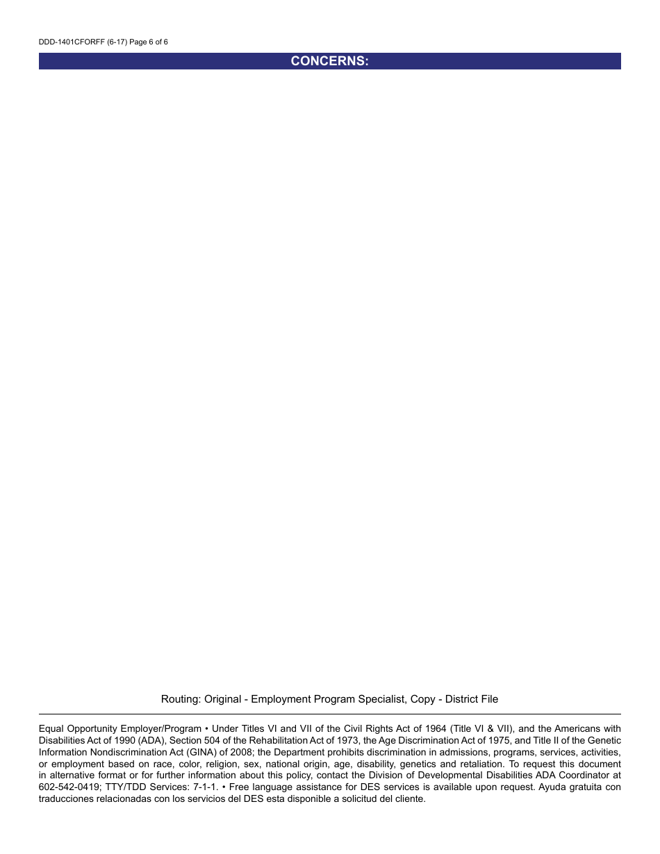 Form DDD-1401CFORFF Center Based Employment - Quality Assurance Review - Arizona, Page 6