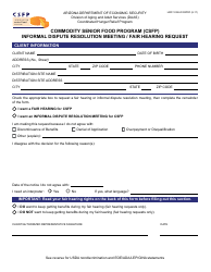 Document preview: Form HRP-1032A FORPDF Commodity Senior Food Program (Csfp) Informal Dispute Resolution Meeting / Fair Hearing Request - Arizona