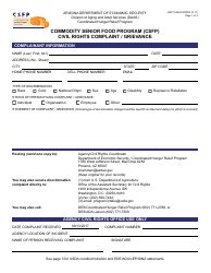 Document preview: Form HRP-1030A FORPDF Commodity Senior Food Program (Cfsp) Civil Rights Complaint / Grievance - Arizona