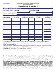 Document preview: Form CC-031A FORFF Verbal Notice of Eligibility - Arizona (English/Spanish)