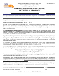 Document preview: Form HRP-1038A FORPDF Commodity Senior Food Program (Csfp) Notification of Ineligibility - Arizona