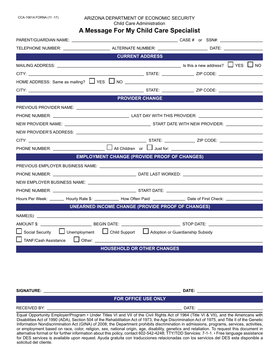 Cca Forms.pdf Form CCA-1061A FORNA - Fill Out, Sign Online and Download Fillable PDF ...